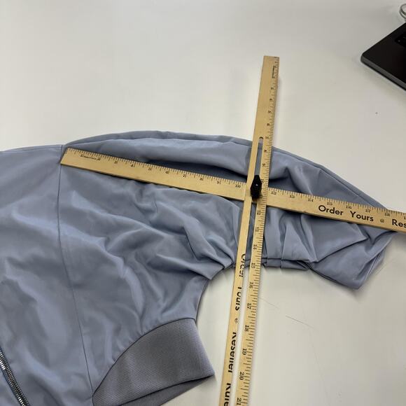 Aliette Jacket‎ Womens Medium Blue Nicole Cropped Puff Sleeve Bomber Zip Up NYC - Picture 10 of 12